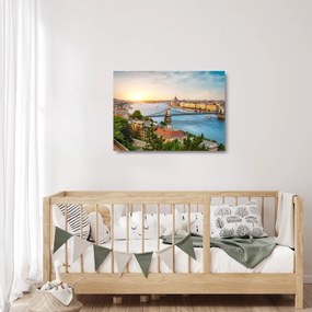 Sklenený obraz mesta Budapešť s riekou (70x50 cm)