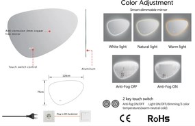 Erga Amelia, asymetrické LED zrkadlo 120x75 cm, 3993 lm, 3 farby svetla, zadné osvetlenie, ERG-V01-407-1275-00