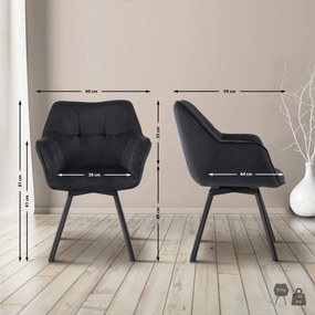 Jedálenská stolička Jordi zamat - čierna