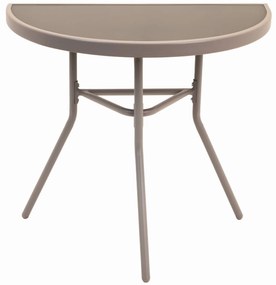 Dekorstudio Polkruhový sklenený kávový stolík na balkón - béžový