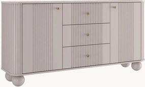 Komoda so zásuvkami Vesper 160 cm - kašmír / zlaté úchytky / guľové nohy