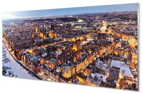 Obraz na akrylátovom skle Gdańsk winter panorama rieka 125x50 cm