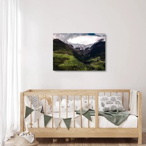 Sklenený obraz - Údolie pod horami (70x50 cm)