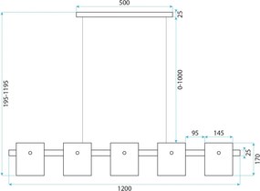 Toolight Toolight, stropné svietidlo 5xG9, APP1706-5CP, čierna-šedá, OSW-04312