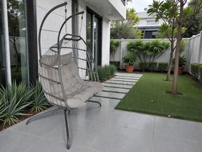 Závesné hojdacie dvojkreslo CUBA  sivé - sivé vankúše