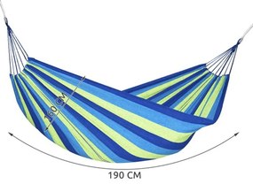 Modrozelená hojdacia sieť HAMMOCK pre 2 osoby 200x150 cm