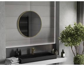 Mexen Loft, okrúhle kúpeľňové zrkadlo 70 cm, farba rámu zlatá lesklá, 9850-070-070-000-50
