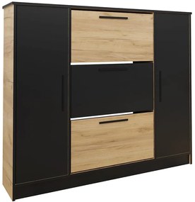 Skrinka na topánky SZNB02D dub craft zlatý+čierna