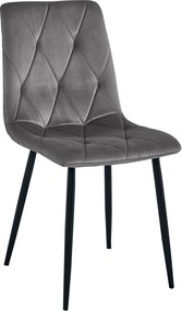 AKCIA Tmavosivá zamatová jedálenská stolička LIBRA s čiernymi nohami II. akosť
