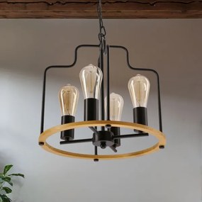 Luster na reťazi DATUS 4xE27/40W/230V čierna/hnedá