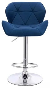 LuxuryForm DESIGN Barová stolička MILANO VELUR na striebornom tanieri - modrá