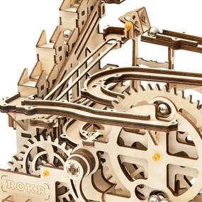 Robotime 3D drevené mechanické puzzle Kuličková dráha Marble Parkour 254 ks