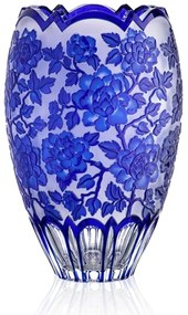 Bohemia Crystal Ručne brúsená váza Wild Rose Modrá 305mm