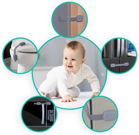 Ricokids bezpečnostné zariadenie na otváranie skríň 798101 6 ks sivé