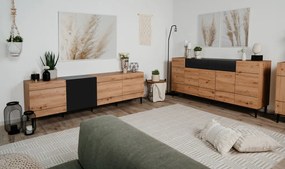 Široká skrinka 4-dverová Nola, dub artisan/čierna