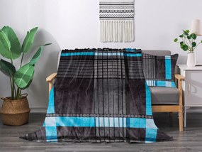 XPOSE® Mikroplyšová deka MÁŠA - sivá/modrá 200x220 cm