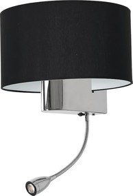 Nástenné svietidlo Napoli, 1x čierne textilné tienidlo + 1xLED 1w, ch