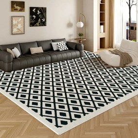 TZ Bielo-čierny obdĺžnikový koberec Strado Polo Chessboard s kosoštvorcovým vzorom Rozmer: 160x230 cm