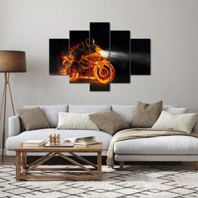 Obraz - Motorkár s plameňmi (150x105 cm)