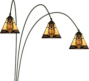 Béžovo-hnedá stojacia lampa Tiffany Silvia - 91*50*200 cm E27/max 3*60W