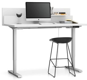 PLAN Výškovo nastaviteľný stôl SINGLE LAYERS, 160x80 cm, 2 motory, s prepážkami, biela