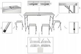 Skladací stôl so 4 stoličkami Trizand 23238