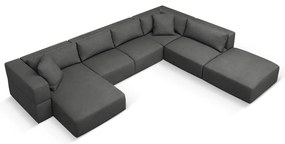 Tmavosivá rohová pohovka do "U", pravý roh Esther - Milo Casa