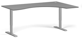 Výškovo nastaviteľný stôl, 2 motory, 745 - 1215 mm, ergonomický L/P, doska 1800 x 1200 mm, sivá podnož, grafit