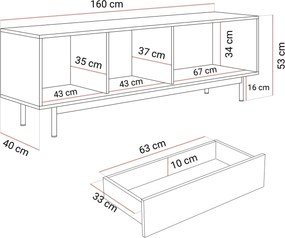 TV stolík QUENTIN dub + kašmír 160 cm