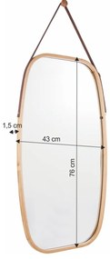 Závesné zrkadlo s bambusovým rámom Lemi 3, 43 x 1,5x 76 cm