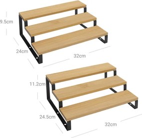 Set dvoch kuchynských bambusových políc AUK-E1016 NAT (2 ks)