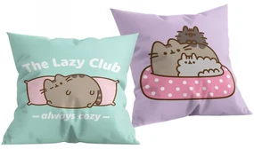 Obojstranný vankúš mačička Pusheen - motív The lazy club - 40 x 40 cm