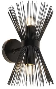 Art Deco nástenná lampa čierna 2-svetlá - Broom