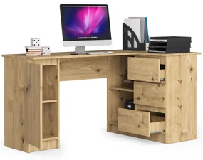 Rohový PC stolík Bevin (dub artisan) (P). Akcia -20%. Vlastná spoľahlivá doprava až k Vám domov. 1070970