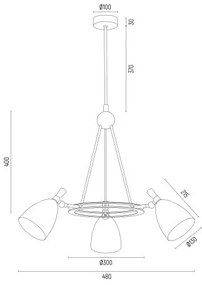 Argon 6148 - Luster na tyči CHARLOTTE 3xE27/15W/230V biela/zlatá