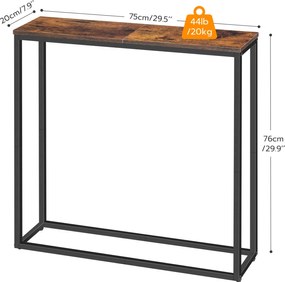 Konzolový stolek Vasagle Tavero 75 cm hnědý/černý