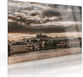 Sklenený obraz - zamračená Praha (70x50 cm)