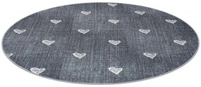 Koberec HEARTS kruh Jeans - sivý