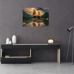 Obraz - jazero v horách (70x50 cm)