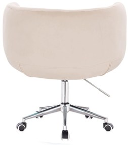 LuxuryForm DESIGN Kreslo MONTANA VELUR na striebornej podstave s kolieskami - krémové