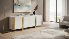 Komoda Stilig ST921 200 cm biela/zlatá/mramor