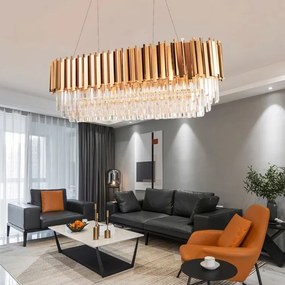 Toolight Toolight, kovové-krištáľové závesné svietidlo E14 60x30 cm 312355, zlatá, OSW-00683