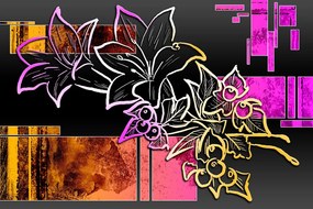 Samolepiaca tapeta kresba kvetov na abstraktnom pozadí