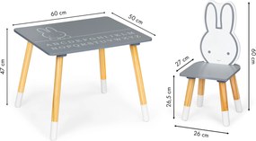 ECOTOYS detský set: stolík + 2 stoličky, skandinávsky štýl, s abecedou
