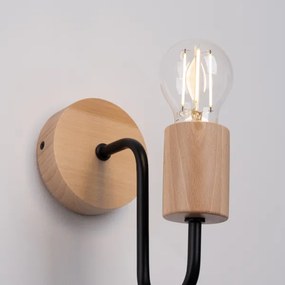 Sollux SL.1668 - Nástenná lampa TIMBO 1xE27/15W/230V čierna/béžová/buk