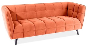 Pohovka Castello Velvet, trojsedák, oranžová / čierna