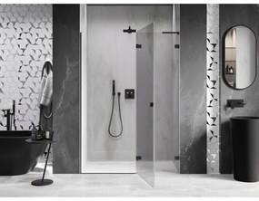 Mexen, Mexen Lunar L pravé otočné sprchové dvere 140 cm, transparentné, čierne - 834L-140-000-70-00-P
