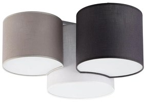 TK-LIGHTING Prisadené stropné textilné osvetlenie MONA, 3xE27, 60W, okrúhle, šedé