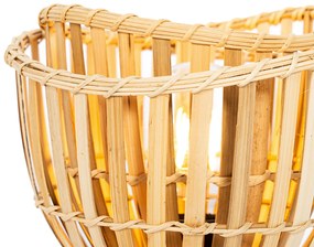 Orientálna stolná lampa čierna s prírodným bambusom - Pua