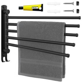 Kúpeľňový vešiak na uteráky ONTI čierny